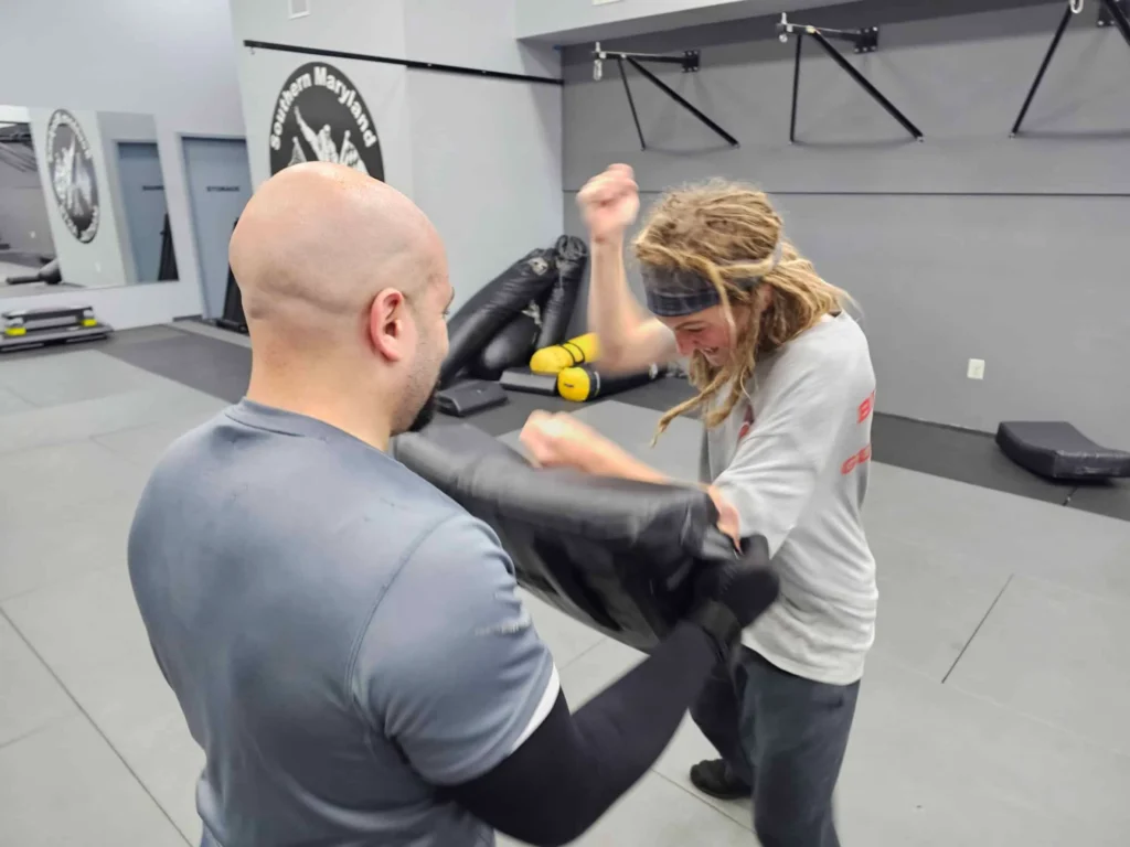 Krav Maga Striking techniques - Guardian Krav Maga LLC teen boy learning how to strike back as self-defense with Krav Maga